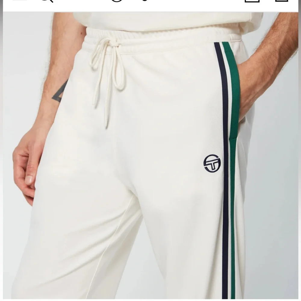 Sergio Tacchini Damarindo Men's cream Track Pants with Green Stripe size 3XL - Picture 3 of 10